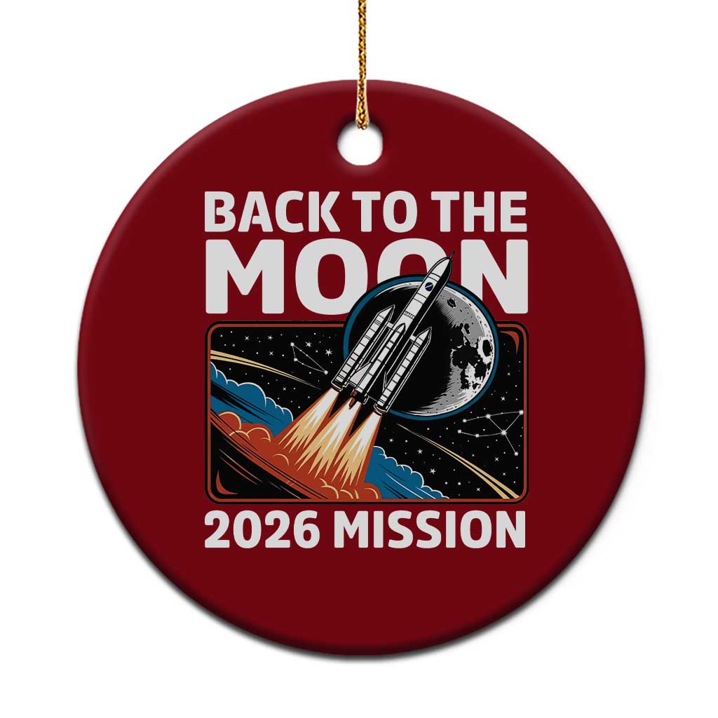 Back to the Moon 2026 Mission Ceramic Ornament Retro Rocket Launch Lunar Orbit Space Enthusiasts TS02 1pc Red Print Your Wear