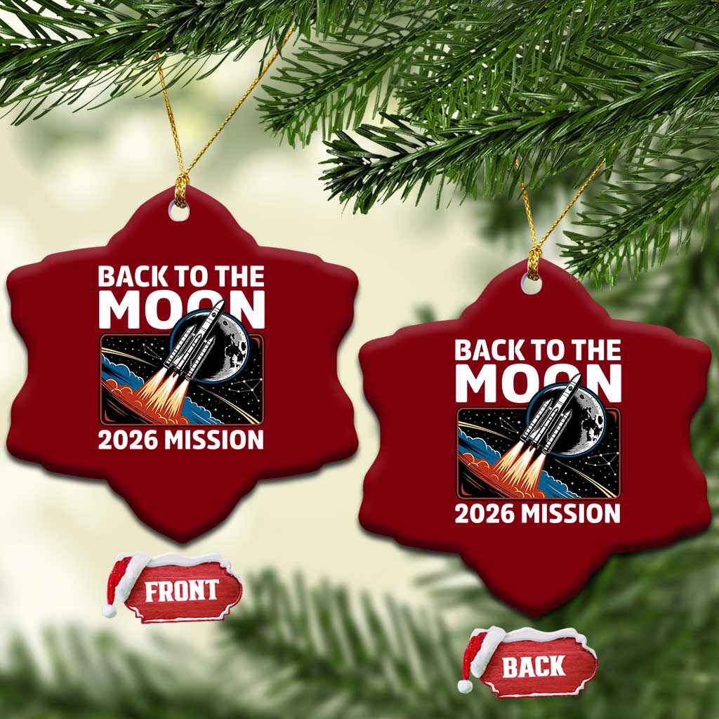 Back to the Moon 2026 Mission Ceramic Ornament Retro Rocket Launch Lunar Orbit Space Enthusiasts TS02 Print Your Wear