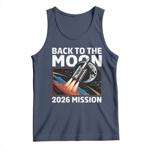 Back to the Moon 2026 Mission Tank Top Retro Rocket Launch Lunar Orbit Space Enthusiasts TS02 Navy Print Your Wear