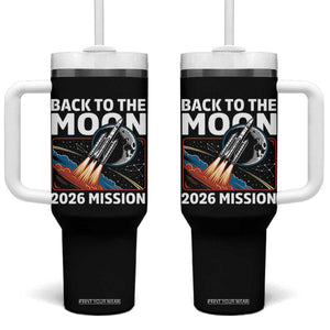 Back to the Moon 2026 Mission Tumbler With Handle Retro Rocket Launch Lunar Orbit Space Enthusiasts TS02 One Size: 40 oz Black Print Your Wear