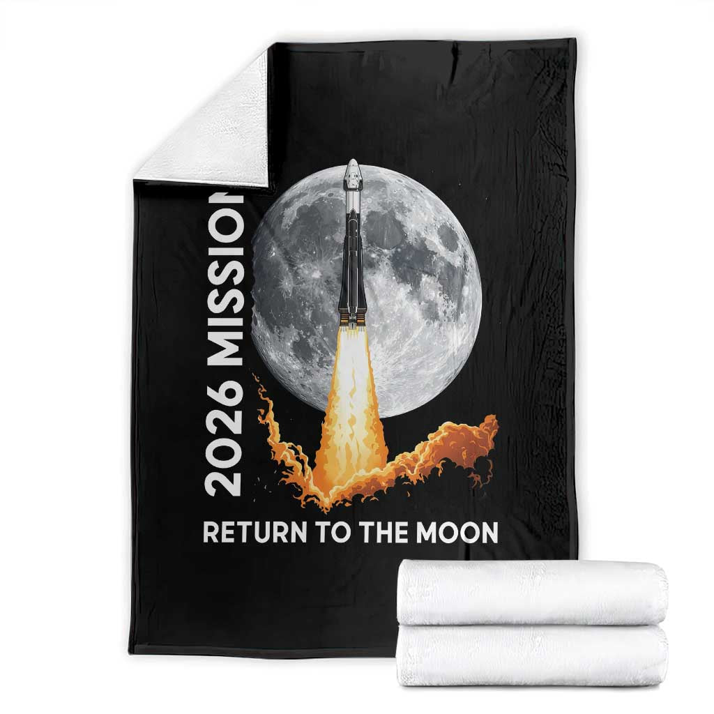 2026 Return to the Moon Mission Throw Blanket Realistic Rocket Launch Lunar Graphic Space Exploration TS02 Black Print Your Wear