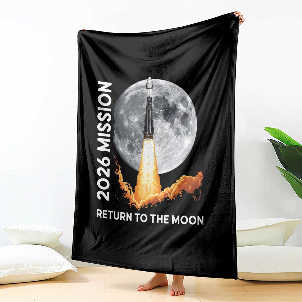 2026 Return to the Moon Mission Throw Blanket Realistic Rocket Launch Lunar Graphic Space Exploration TS02 Print Your Wear
