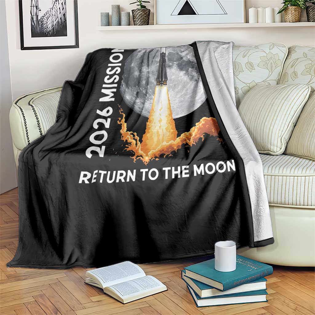 2026 Return to the Moon Mission Throw Blanket Realistic Rocket Launch Lunar Graphic Space Exploration TS02 Print Your Wear