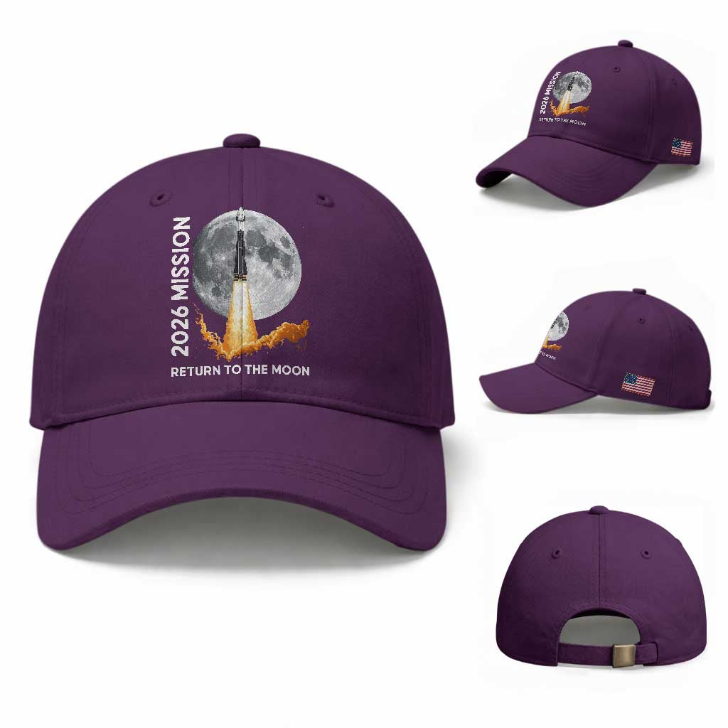 2026 Return to the Moon Mission - Lunar Graphic Baseball Cap - Space Exploration TS02 Baseball Cap Universal Fit Purple Print Your Wear