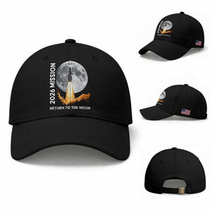 2026 Return to the Moon Mission - Lunar Graphic Baseball Cap - Space Exploration TS02 Baseball Cap Universal Fit Black Print Your Wear