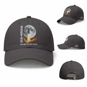 2026 Return to the Moon Mission - Lunar Graphic Baseball Cap - Space Exploration TS02 Baseball Cap Universal Fit Dark Gray Print Your Wear
