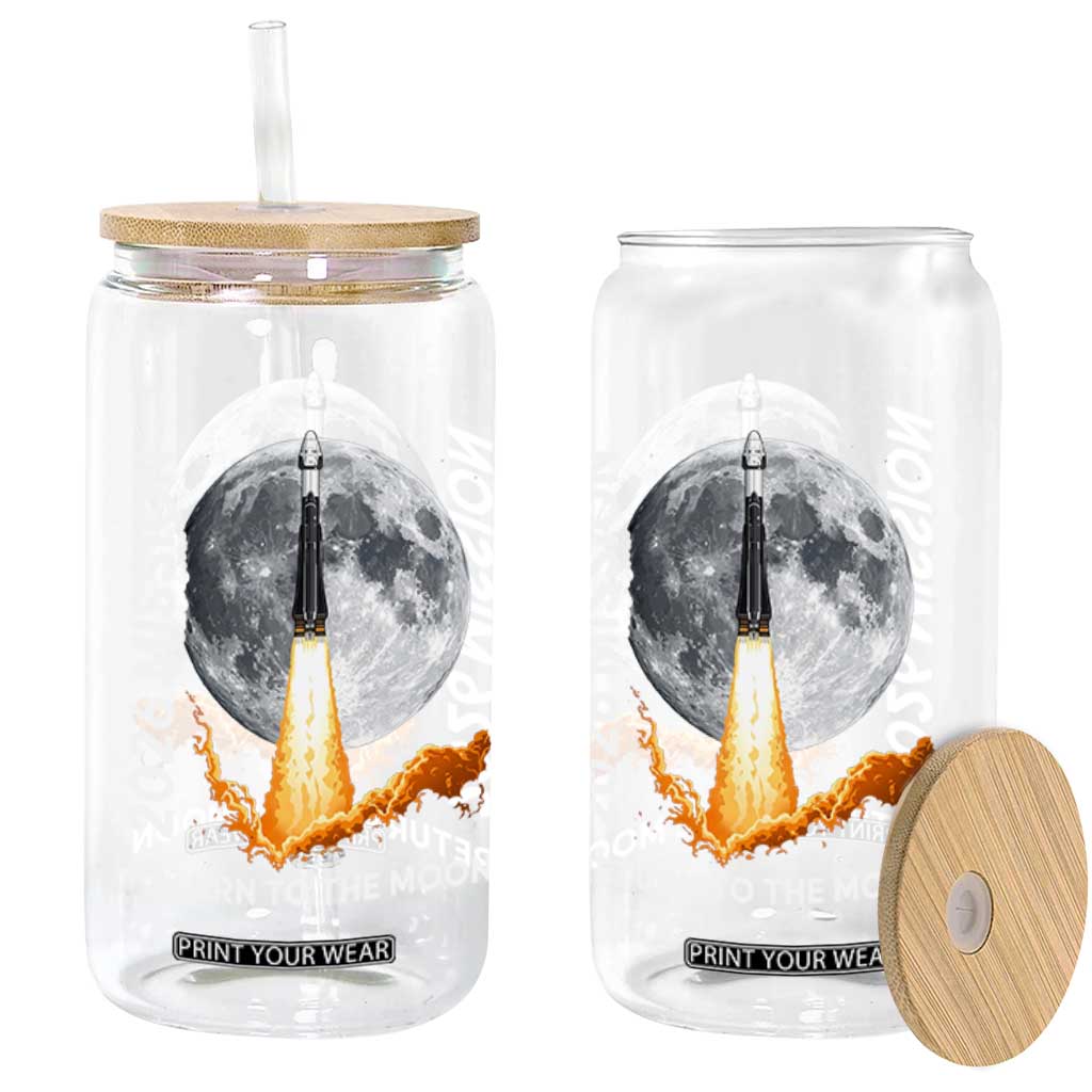 2026 Return to the Moon Mission Glass Can Realistic Rocket Launch Lunar Graphic Space Exploration TS02 Print Your Wear
