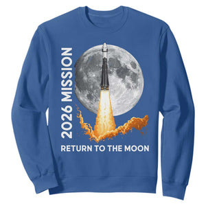 2026 Return to the Moon Mission Sweatshirt Realistic Rocket Launch Lunar Graphic Space Exploration TS02 Royal Blue Print Your Wear