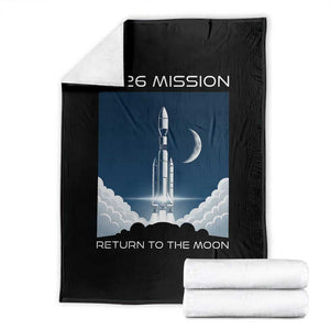 Future Lunar Mission 2026 Throw Blanket Rocket Launch Lunar Orbit Space Exploration TS02 Black Print Your Wear