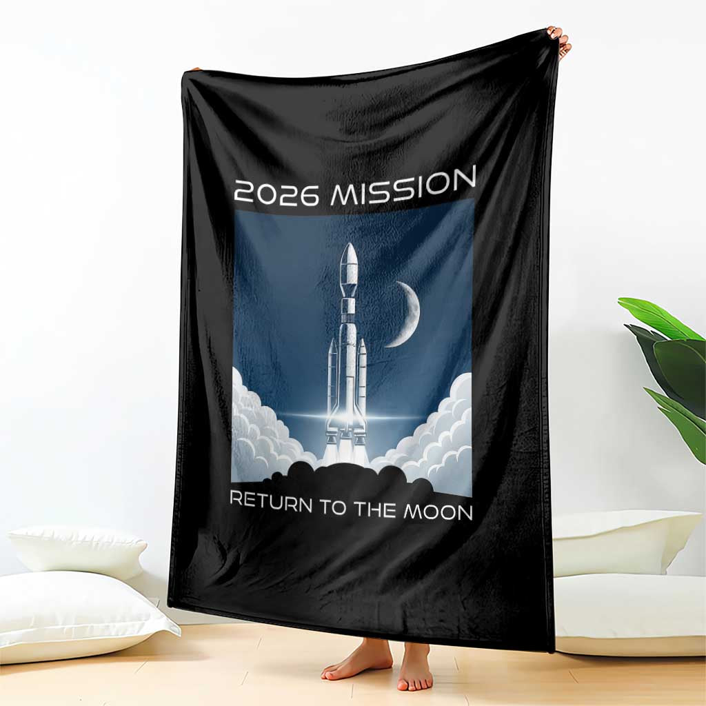 Future Lunar Mission 2026 Throw Blanket Rocket Launch Lunar Orbit Space Exploration TS02 Print Your Wear