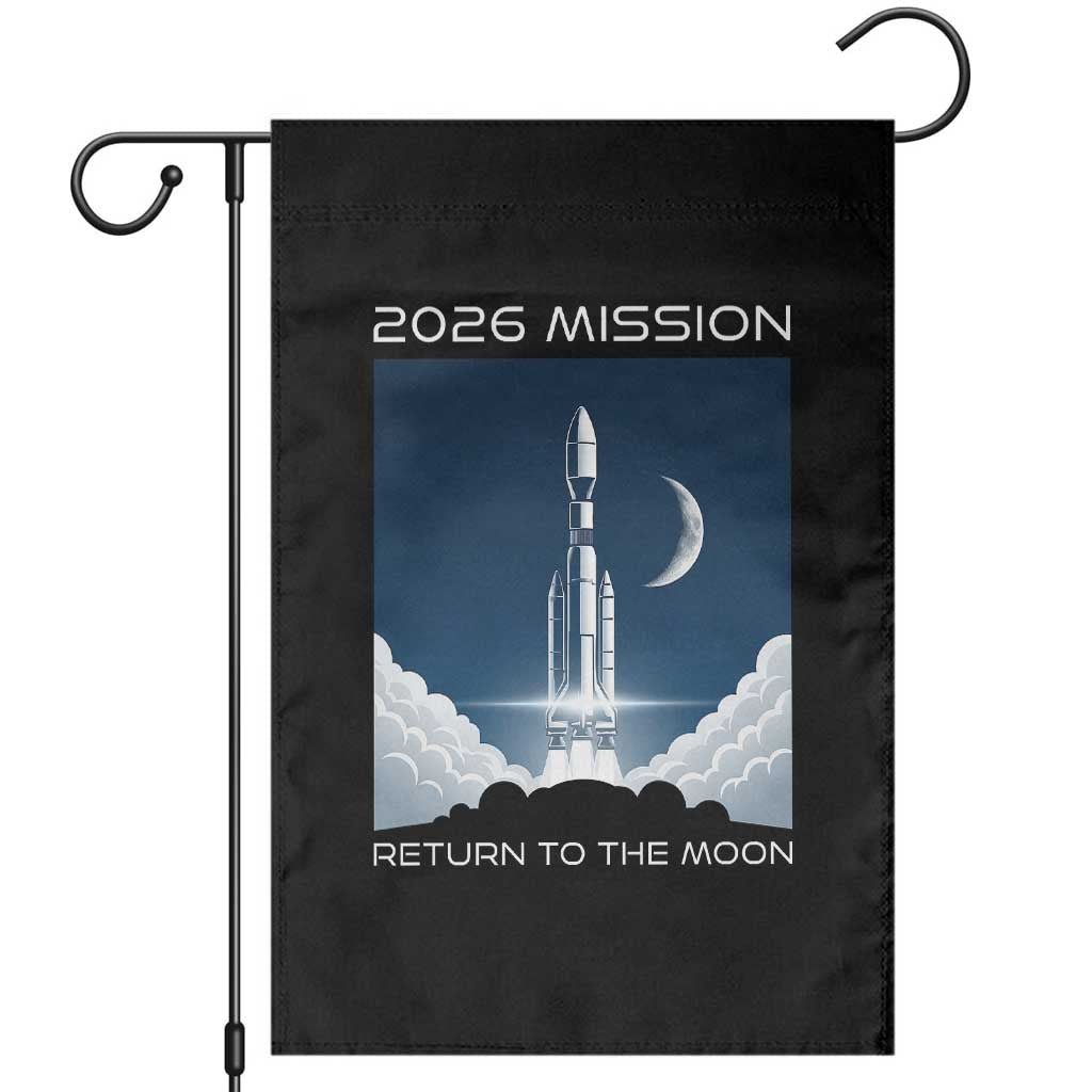 Future Lunar Mission 2026 Garden Flag Rocket Launch Lunar Orbit Space Exploration TS02 Black Print Your Wear