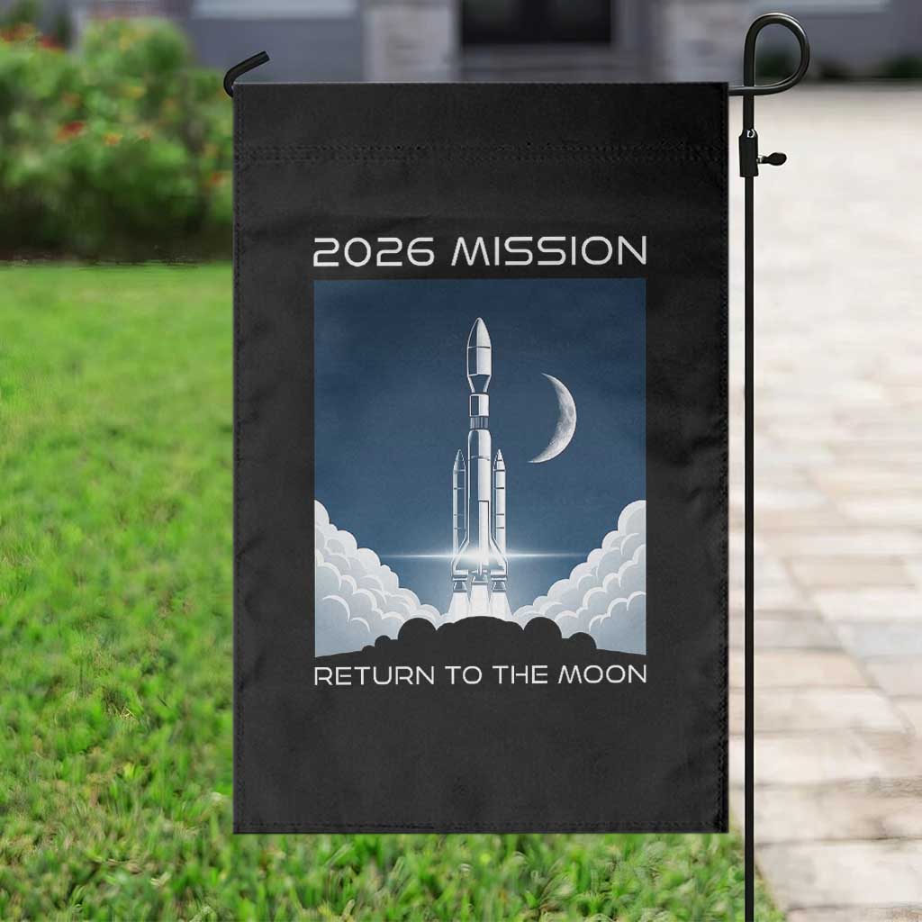 Future Lunar Mission 2026 Garden Flag Rocket Launch Lunar Orbit Space Exploration TS02 Print Your Wear