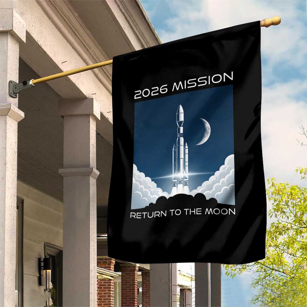 Future Lunar Mission 2026 Garden Flag Rocket Launch Lunar Orbit Space Exploration TS02 Print Your Wear