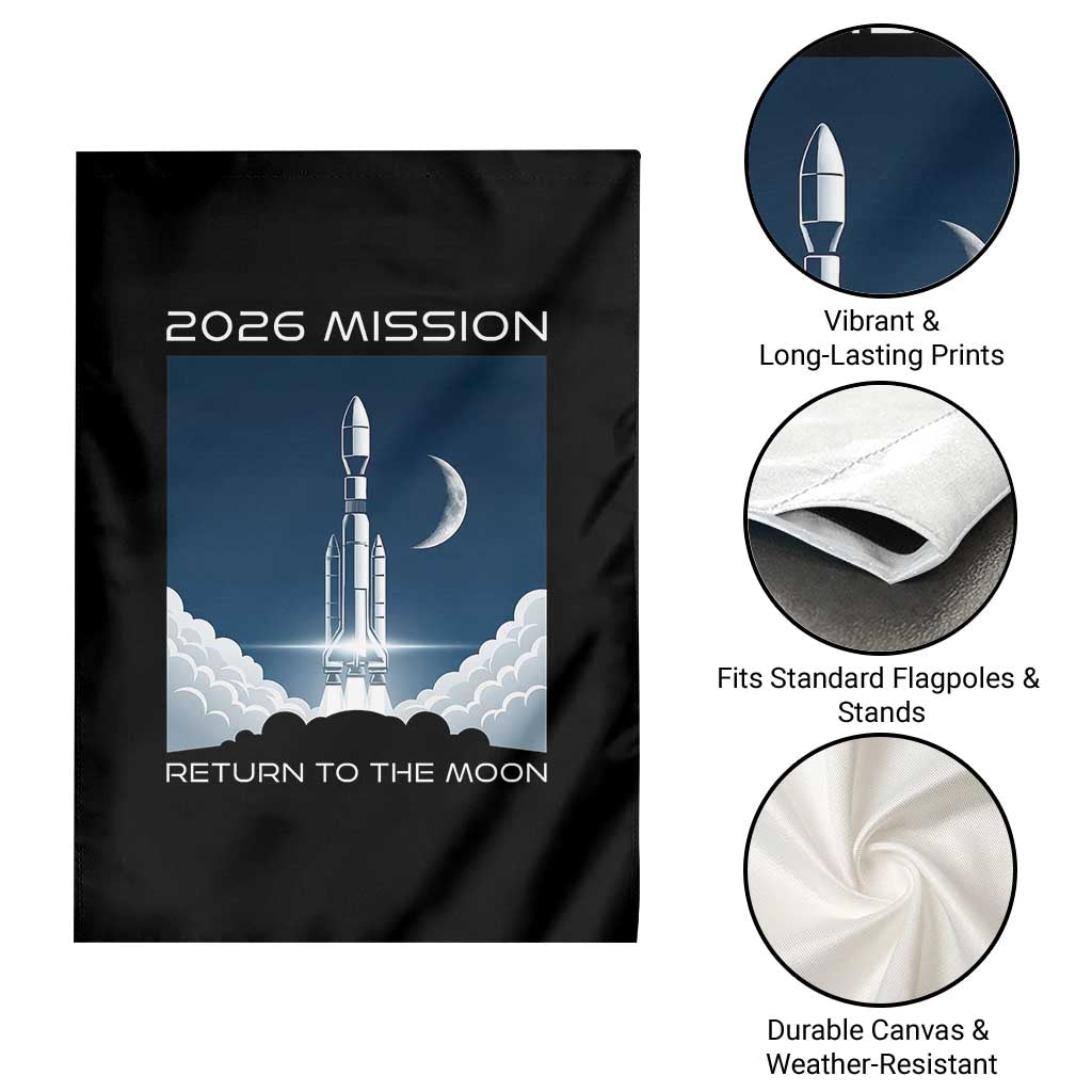 Future Lunar Mission 2026 Garden Flag Rocket Launch Lunar Orbit Space Exploration TS02 Print Your Wear