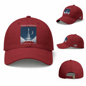 Future Lunar Mission 2026 Baseball Cap Rocket Launch Lunar Orbit Space Exploration TS02 Baseball Cap Universal Fit Cherry Red Print Your Wear