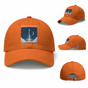 Future Lunar Mission 2026 Baseball Cap Rocket Launch Lunar Orbit Space Exploration TS02 Baseball Cap Universal Fit Orange Print Your Wear