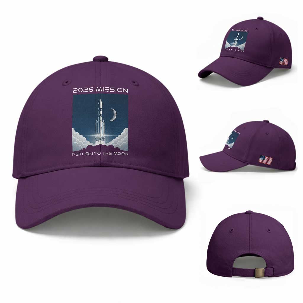 Future Lunar Mission 2026 Baseball Cap Rocket Launch Lunar Orbit Space Exploration TS02 Baseball Cap Universal Fit Purple Print Your Wear