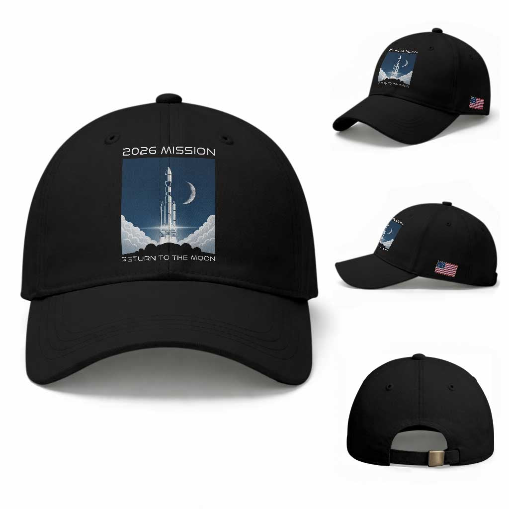 Future Lunar Mission 2026 Baseball Cap Rocket Launch Lunar Orbit Space Exploration TS02 Baseball Cap Universal Fit Black Print Your Wear