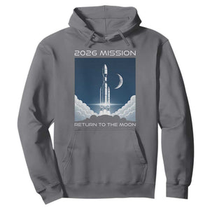 Future Lunar Mission 2026 Hoodie Rocket Launch Lunar Orbit Space Exploration TS02 Charcoal Print Your Wear