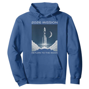 Future Lunar Mission 2026 Hoodie Rocket Launch Lunar Orbit Space Exploration TS02 Royal Blue Print Your Wear