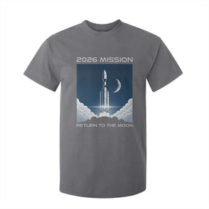 Future Lunar Mission 2026 T Shirt For Kid Rocket Launch Lunar Orbit Space Exploration TS02 Charcoal Print Your Wear