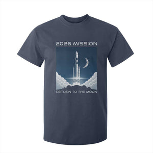 Future Lunar Mission 2026 T Shirt For Kid Rocket Launch Lunar Orbit Space Exploration TS02 Navy Print Your Wear