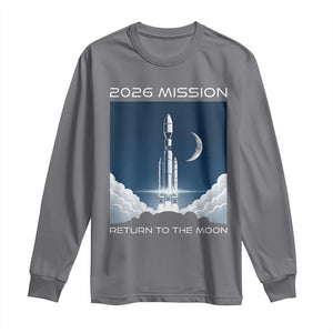 Future Lunar Mission 2026 Long Sleeve Shirt Rocket Launch Lunar Orbit Space Exploration TS02 Charcoal Print Your Wear