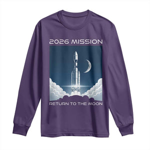 Future Lunar Mission 2026 Long Sleeve Shirt Rocket Launch Lunar Orbit Space Exploration TS02 Purple Print Your Wear