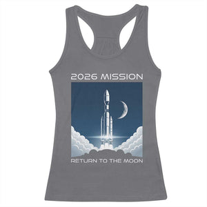Future Lunar Mission 2026 Racerback Tank Top Rocket Launch Lunar Orbit Space Exploration TS02 Charcoal Print Your Wear