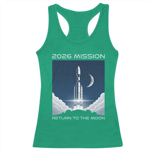 Future Lunar Mission 2026 Racerback Tank Top Rocket Launch Lunar Orbit Space Exploration TS02 Irish Green Print Your Wear