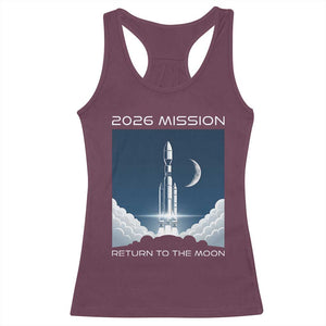 Future Lunar Mission 2026 Racerback Tank Top Rocket Launch Lunar Orbit Space Exploration TS02 Maroon Print Your Wear