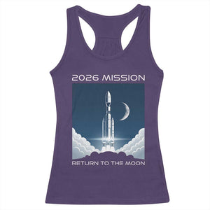 Future Lunar Mission 2026 Racerback Tank Top Rocket Launch Lunar Orbit Space Exploration TS02 Purple Print Your Wear