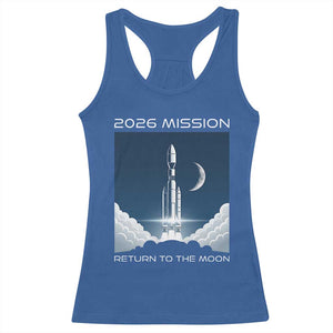 Future Lunar Mission 2026 Racerback Tank Top Rocket Launch Lunar Orbit Space Exploration TS02 Royal Blue Print Your Wear