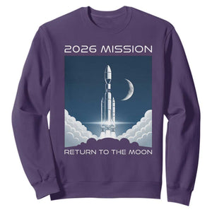 Future Lunar Mission 2026 Sweatshirt Rocket Launch Lunar Orbit Space Exploration TS02 Purple Print Your Wear