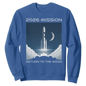 Future Lunar Mission 2026 Sweatshirt Rocket Launch Lunar Orbit Space Exploration TS02 Royal Blue Print Your Wear