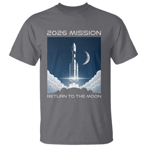 Future Lunar Mission 2026 T Shirt Rocket Launch Lunar Orbit Space Exploration TS02 Charcoal Print Your Wear