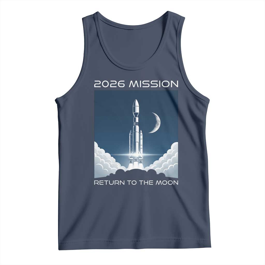 Future Lunar Mission 2026 Tank Top Rocket Launch Lunar Orbit Space Exploration TS02 Navy Print Your Wear