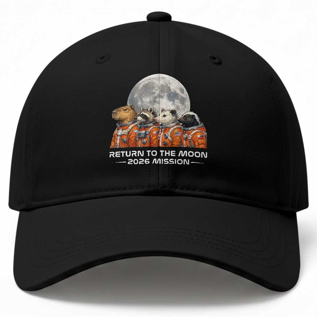 2026 Mission Lunar Orbit Animal Crew Baseball Cap Funny Capybara Raccoon Opossum Skunk Astronauts TS02 Print Your Wear