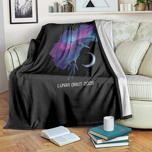 Future Dusk Lunar Orbit 2026 Throw Blanket Cosmic Nebula Astronaut n Satellite Space Exploration TS02 Print Your Wear