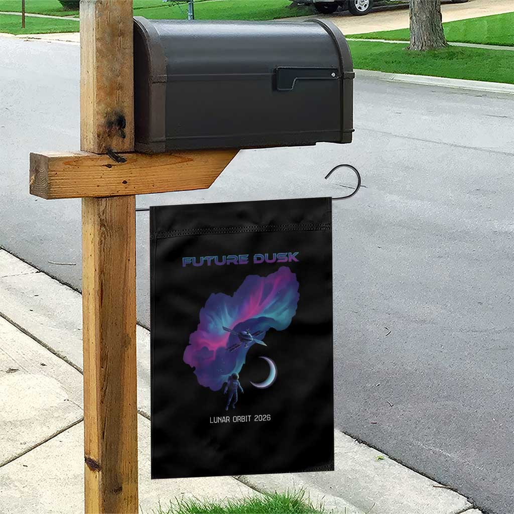 Future Dusk Lunar Orbit 2026 Garden Flag Cosmic Nebula Astronaut n Satellite Space Exploration TS02 Print Your Wear