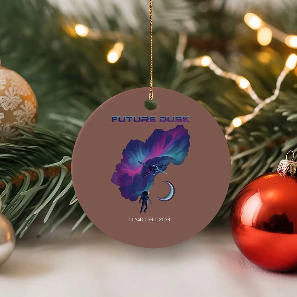 Future Dusk Lunar Orbit 2026 Ceramic Ornament Cosmic Nebula Astronaut n Satellite Space Exploration TS02 1pc Mocha Print Your Wear