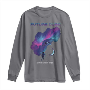 Future Dusk Lunar Orbit 2026 Long Sleeve Shirt Cosmic Nebula Astronaut n Satellite Space Exploration TS02 Charcoal Print Your Wear