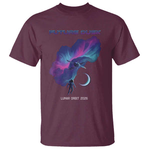 Future Dusk Lunar Orbit 2026 T Shirt Cosmic Nebula Astronaut n Satellite Space Exploration TS02 Maroon Print Your Wear