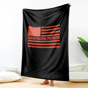 Unpaid Peaceful Protester Orange Distressed American Flag Throw Blanket Satirical Political Graphic TS02 Print Your Wear