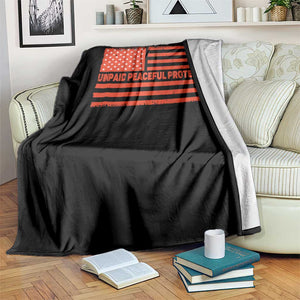 Unpaid Peaceful Protester Orange Distressed American Flag Throw Blanket Satirical Political Graphic TS02 Print Your Wear