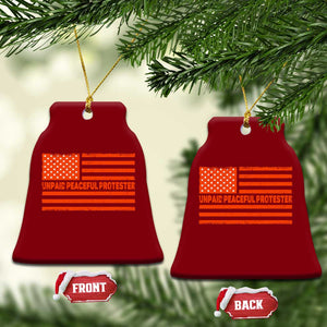 Unpaid Peaceful Protester Orange Distressed American Flag Ceramic Ornament Satirical Political Graphic TS02 Print Your Wear