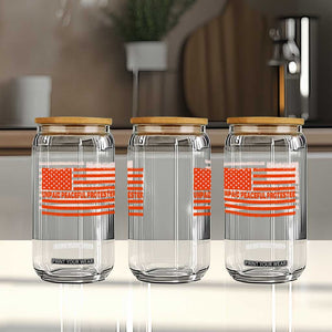 Unpaid Peaceful Protester Orange Distressed American Flag Glass Can Satirical Political Graphic TS02 Print Your Wear