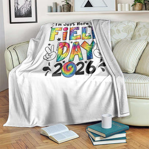 I'm Just Here for Field Day 2026 Throw Blanket Groovy School Retro Tie Dye Effect Printing TS02 Print Your Wear