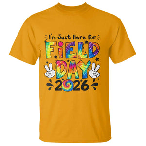 I'm Just Here for Field Day 2026 T Shirt Groovy School Retro Tie Dye Effect Printing TS02 Gold Print Your Wear