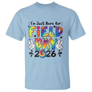 I'm Just Here for Field Day 2026 T Shirt Groovy School Retro Tie Dye Effect Printing TS02 Light Blue Print Your Wear